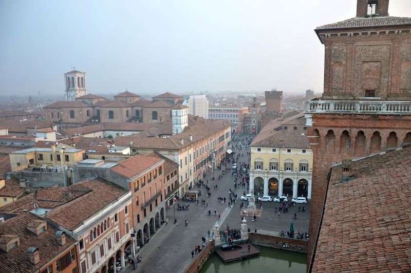 The Estense Castle and its moat in Ferrara