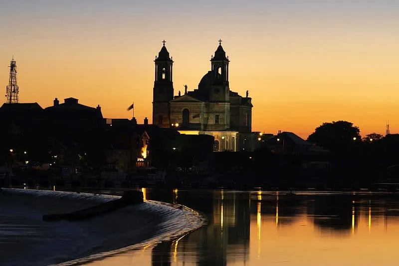 Athlone town in County Westmeath on the River Shannon