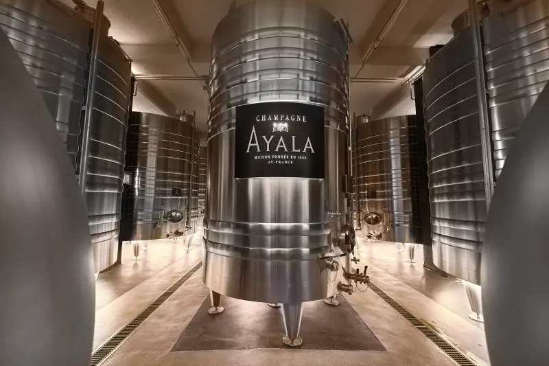 The cuverie at La Maison Ayala, a grand cru champagne house at Ay