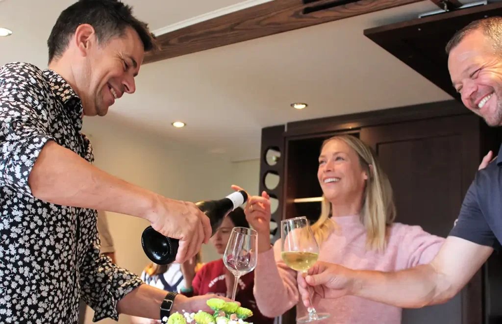 Burgundy wine served aboard the Savoir Vivre