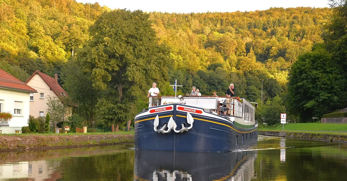 The barge Panache cruising through Alsace
