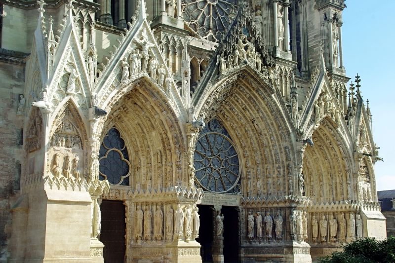 The Gothic front of Reims cathedral
