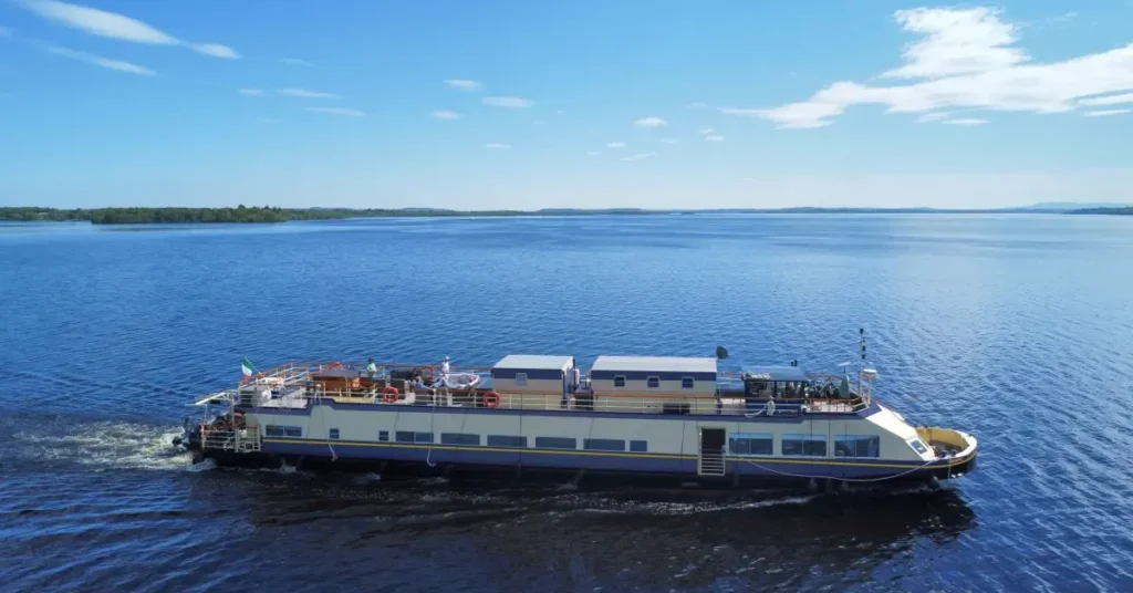 The hotel barge Shannon Princess on the River Shannon