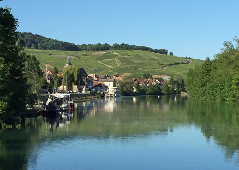 The River Marne running through the Champagne countryside