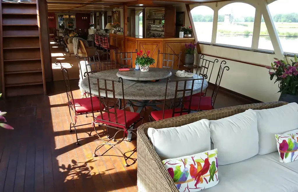 A seating corner aboard the Aurora