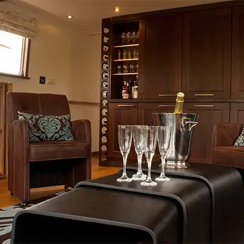 Champagne service aboard the Savoir Vivre